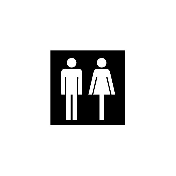 Feuill.symb.WC messieurs+dames EDIZIOdue noir 42×42 pour lampe LED