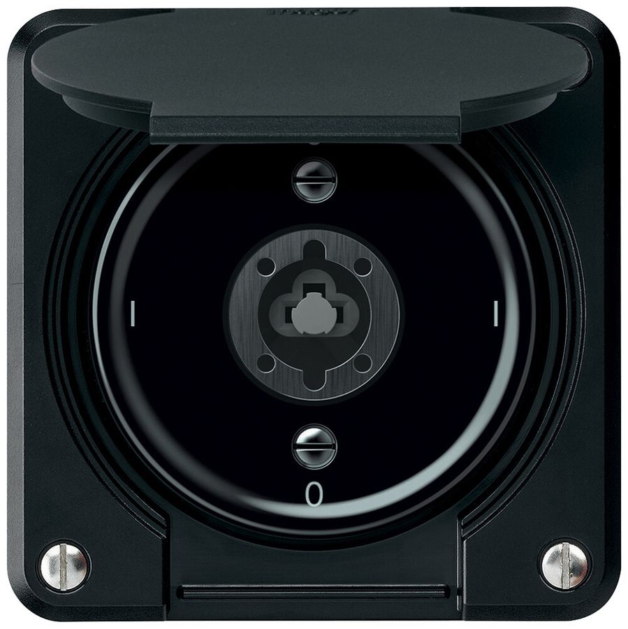 Interrupteur à clé ENC robusto interrupteur 2×1 pôle 16A 250V 86×86mm noir