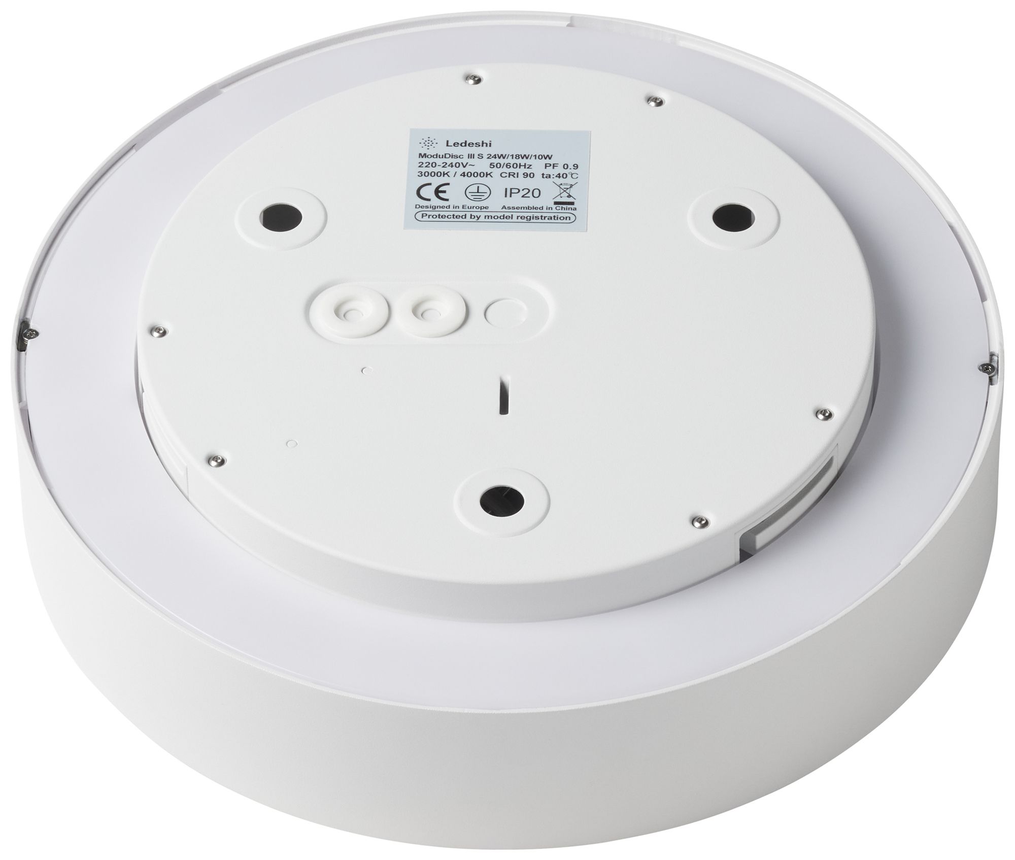 Plafonnier LED EOLED SHIFT3+ 24W 2100lm 3000…4000K EM Ø320×79mm blanc