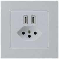 UP-USB-Ladesteckdose Hager kallysto.pro C-C 20W+T13 5V 94×94mm grau