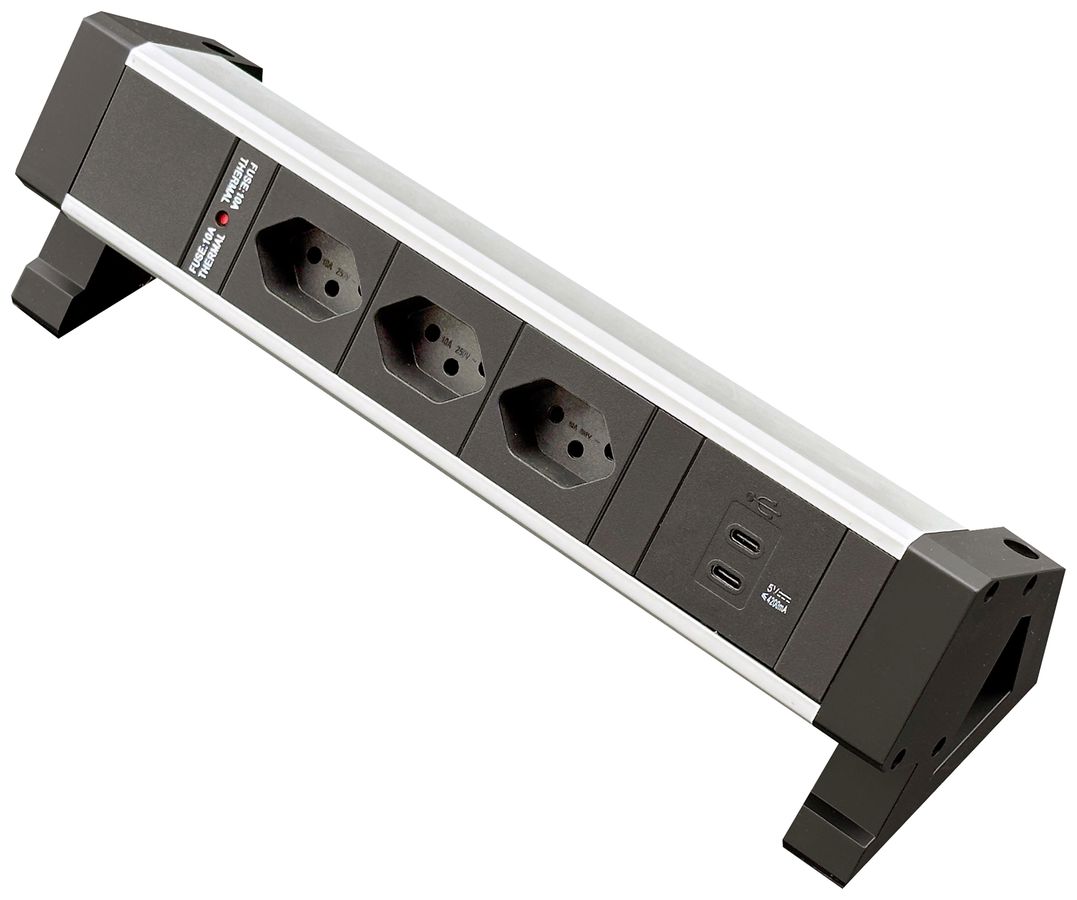 Prise multiple de table Desk-Mountain 3×T13/2×USB-C 3m T12 F=10A