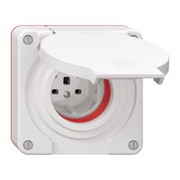 Steckdose NEVO N.CO 1×T25, IP55 gemäss SN 441011, m.roter Dichtung, weiss