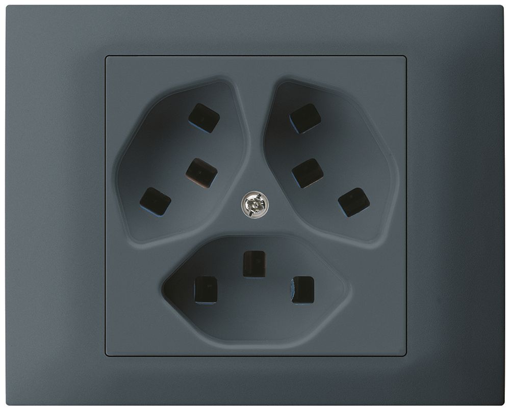 EB-Steckdose Hager kallysto, 3×T23, mit Dose G3 T, anthrazit