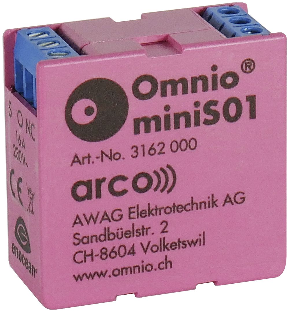 EB-RF-Schaltaktor Omnio miniS01, 1-Kanal 16A/230VAC, EnOcean