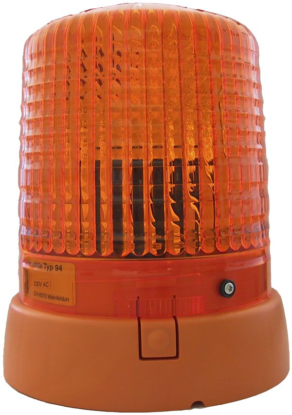 Feu tournant LED type 94-V suivi tél. 230V E14 Ø155×194mm calotte orange