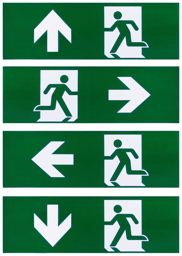 Jeu de pictogrammes SLV P-LIGHT sortie gauche/droite/haut/bas 300×100mm