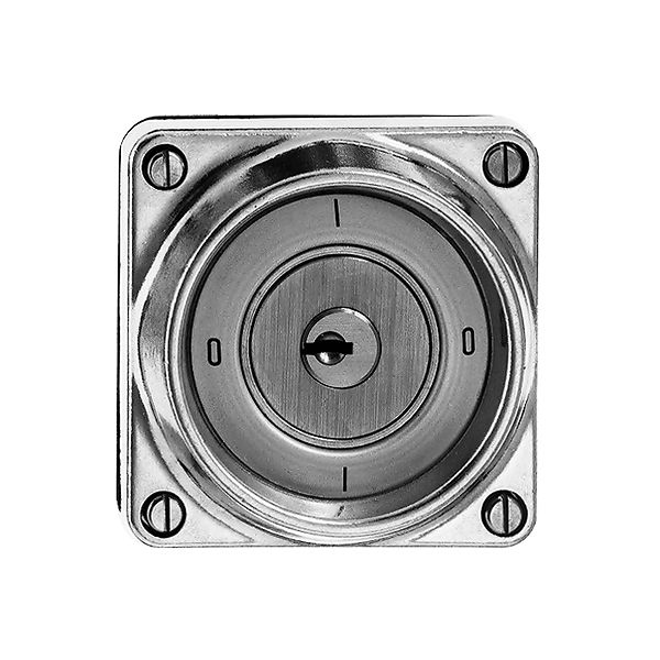 Interrupteur rotatif INC hum.0/2L Al poli, avec serrure de sûreté