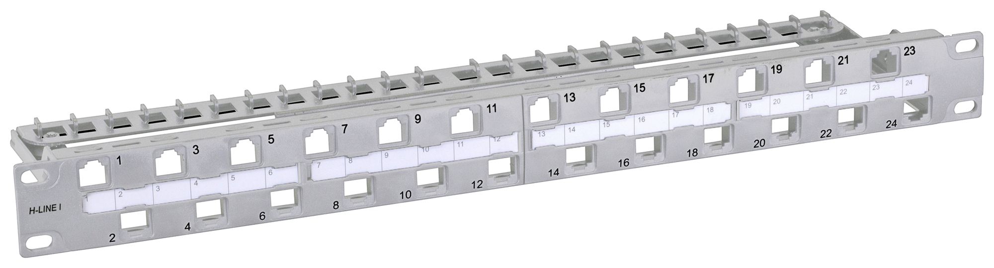 Patchpanel 19" H-LINE I 24-Port Keystone leer ungeschirmt 1HE grau