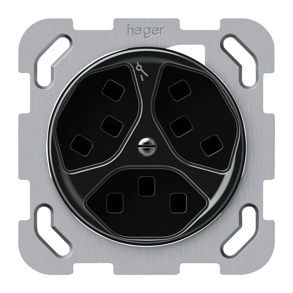 Prise ENC origin 3×type 23 1×S 16A 230V 77×77mm noir