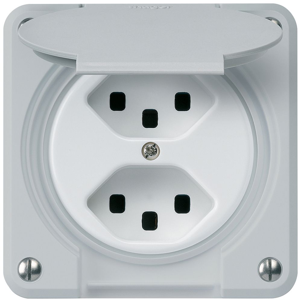 Prise ENC robusto 2×type 23 gris