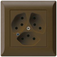 UP-Steckdose Hager kallysto.line 3×T13 beleuchtet C braun