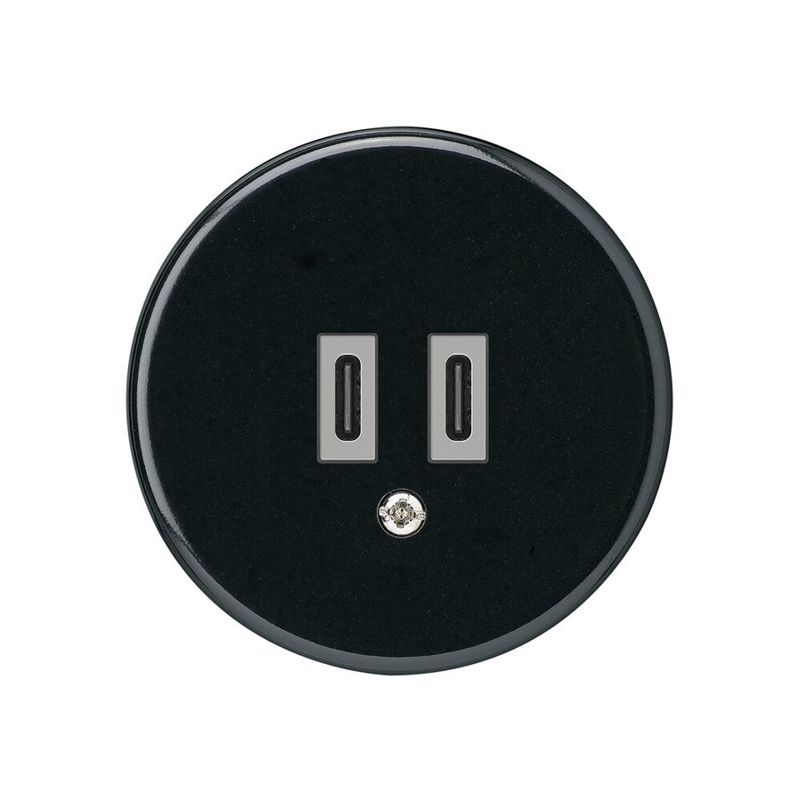 Prise de charge USB Hager basico C-C 20W 5V noir