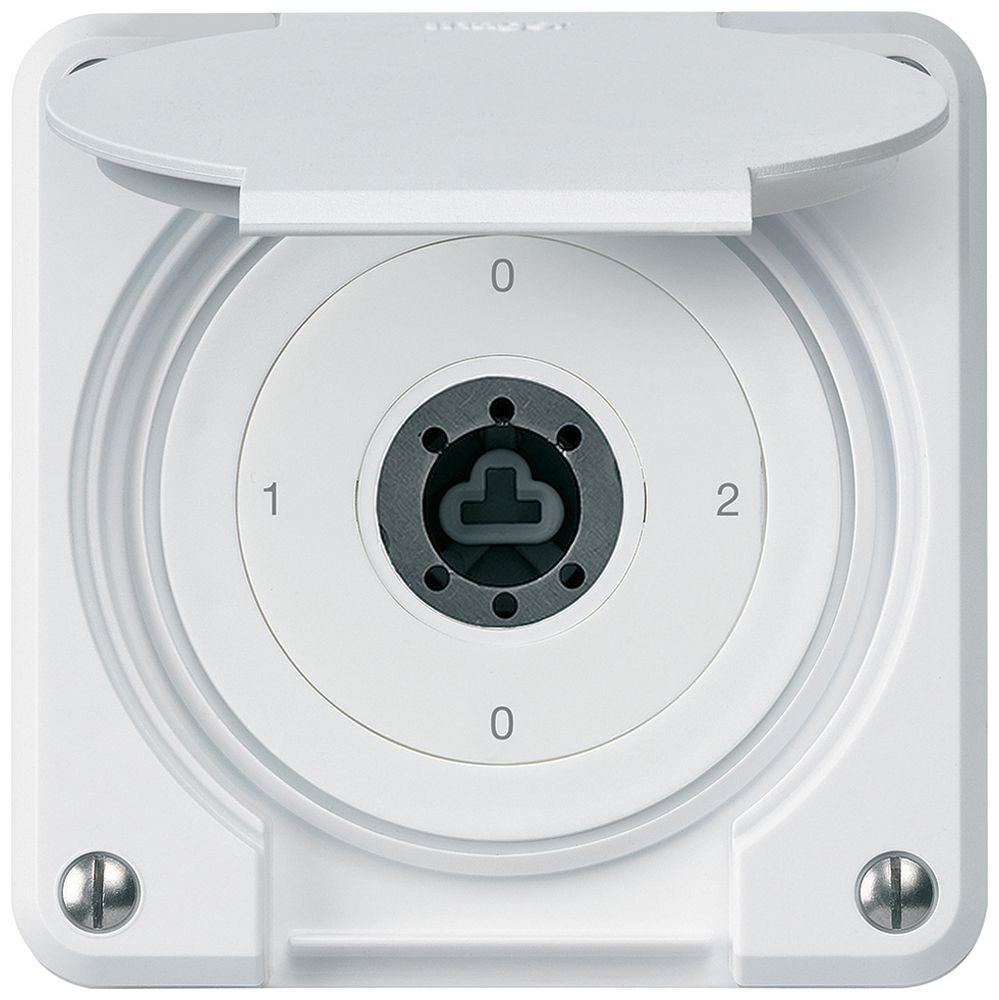 Interrupteur à clé ENC robusto IP55 avec clapet sans cylindre S2/1P blanc combi