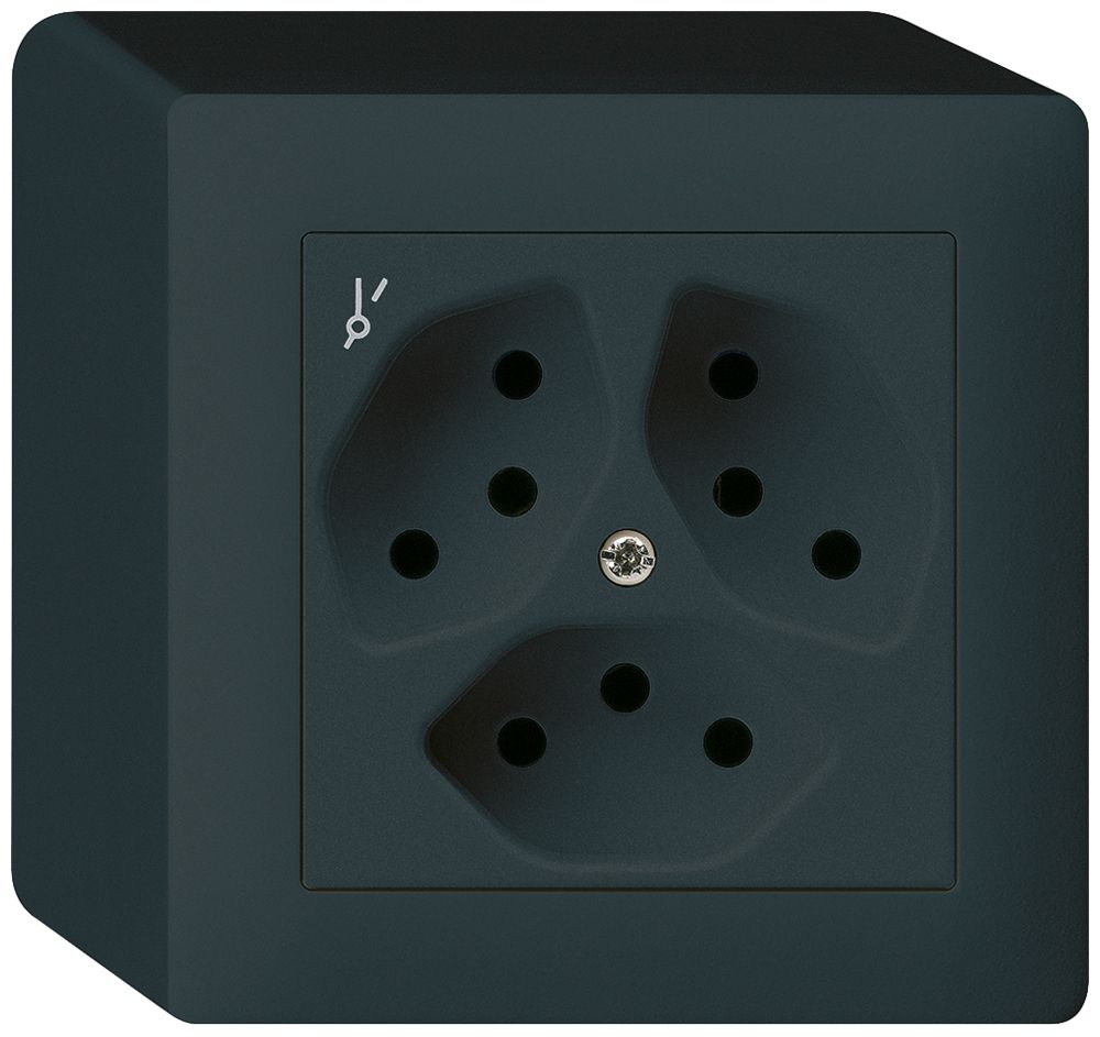 AP-Steckdose kallysto 3×T13/1 schwarz mit Kinderschutz