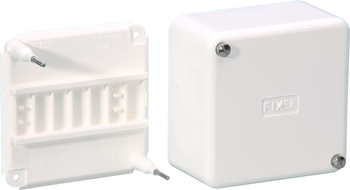 Boîte de dérivation AP Fixer 97×97×51 blanc sans bornes