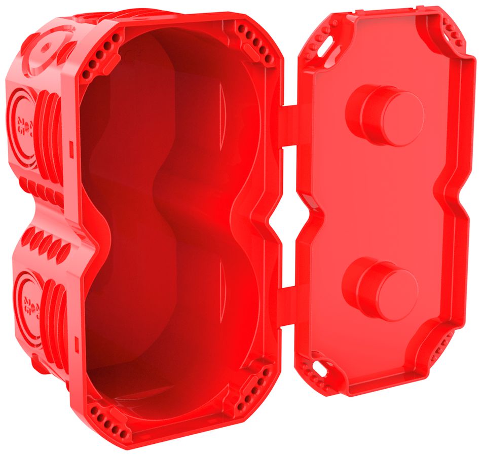 Boîte à encastrer MT NIS 2×1 TFC 850°C 71×131×60mm rouge