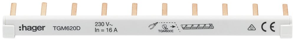 Kammschiene-Set Hager 2 Stromschienen 6mm² 10 Kontakte+4 Endkappen 2 Stück