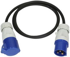 Verlängerung MH CEE16A/CEE16A blau 230V H07RN-F3G1.5mm² GDV 1.5m IP44 schwarz