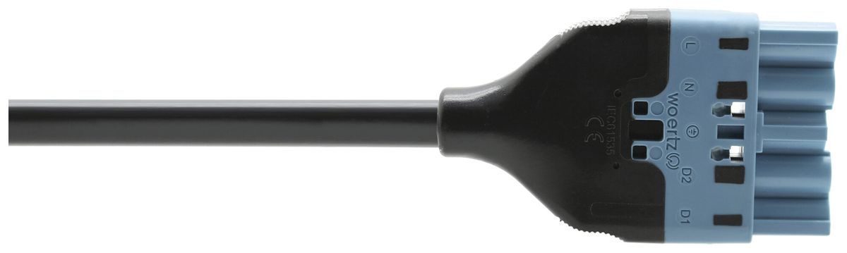 Câble de raccordement Woertz 49345/C2 5×1.5mm² 250V 16A 6m bl fiche-libre Cca