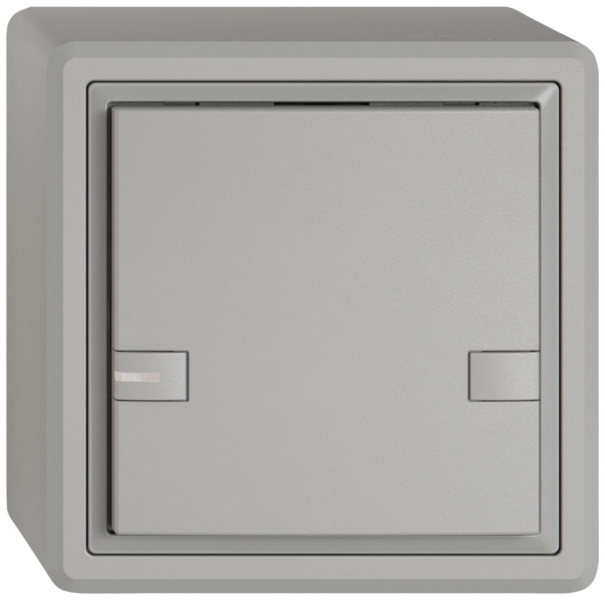 Poussoir universel AP EDIZIO.liv UNI SNAPFIX® 5…48V a.LED bleu 1× comm.2T grc