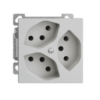 Prise AP EDIZIOdue 3×T13 gris clair, 3×S intérieur pour combin.
