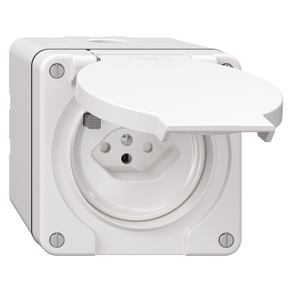 NAP-FI-Steckdose NEVO, 30mA, Typ 13, m.Shutter, m.Anschlussklemmen, weiss