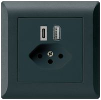 Prise de charge USB ENC kallysto.line 18W PD 1×type A 1×type C T13 noir