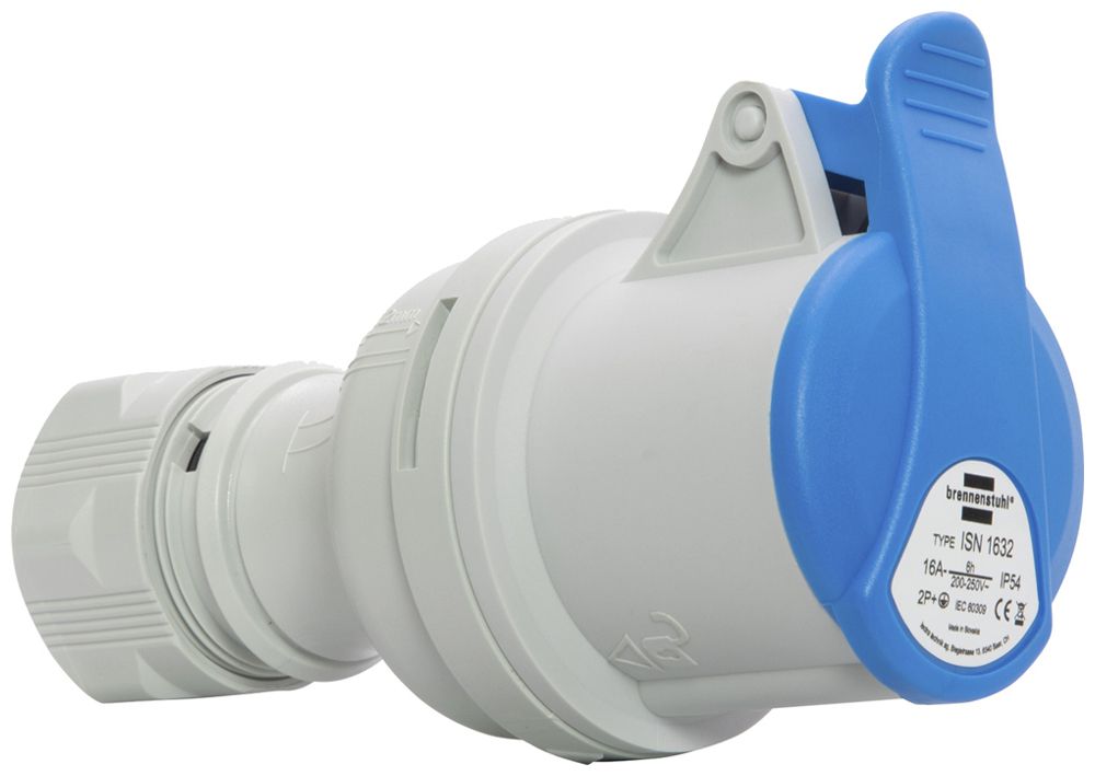 Prise mobile Brennenstuhl CEE 16A 2L+PE 230V 6h bleu Ø79×148mm IP44