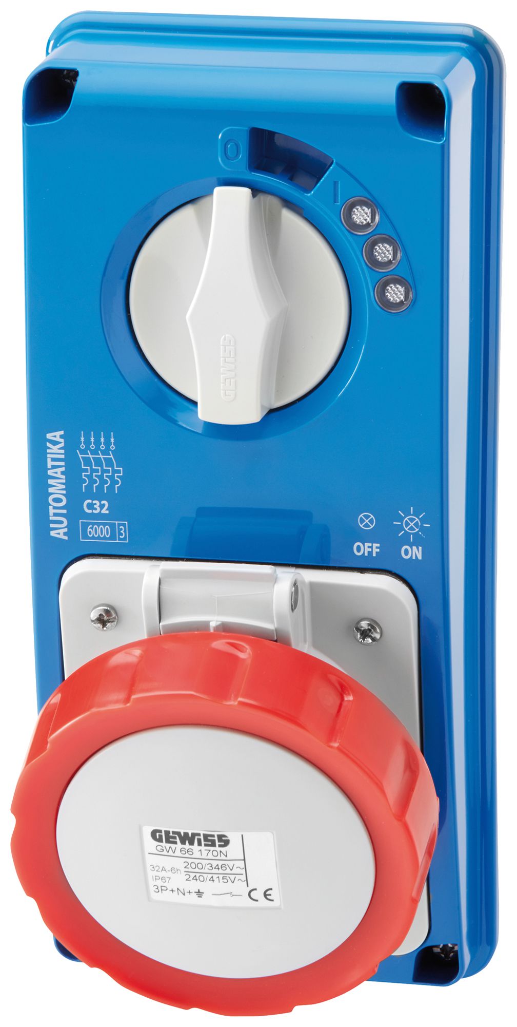 Presa CEE AP Gewiss IB 5P 16A 380…415V ro 6h bloccaggio meccanic.automatica IP67