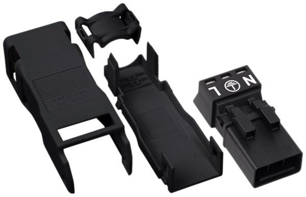 Stecker WINSTA MINI 3L mit Zugentlastungsgehäuse, schwarz