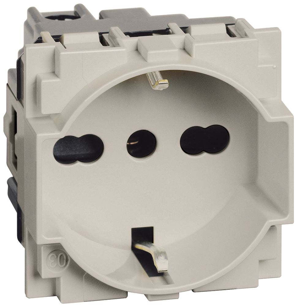 Prise Living Now Schuko/Italie avec bornes à vis 2 modules 16A sand