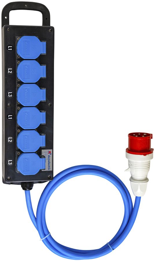 Stromverteiler DEM DB33239 16A 6×T23 2m 5×1.5mm² Stecker 16A