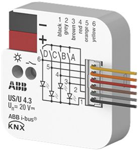 EB-Ein-/Ausgangs-Modul KNX ABB US/U4.3 4-Kanal 20VDC 40×39×12mm
