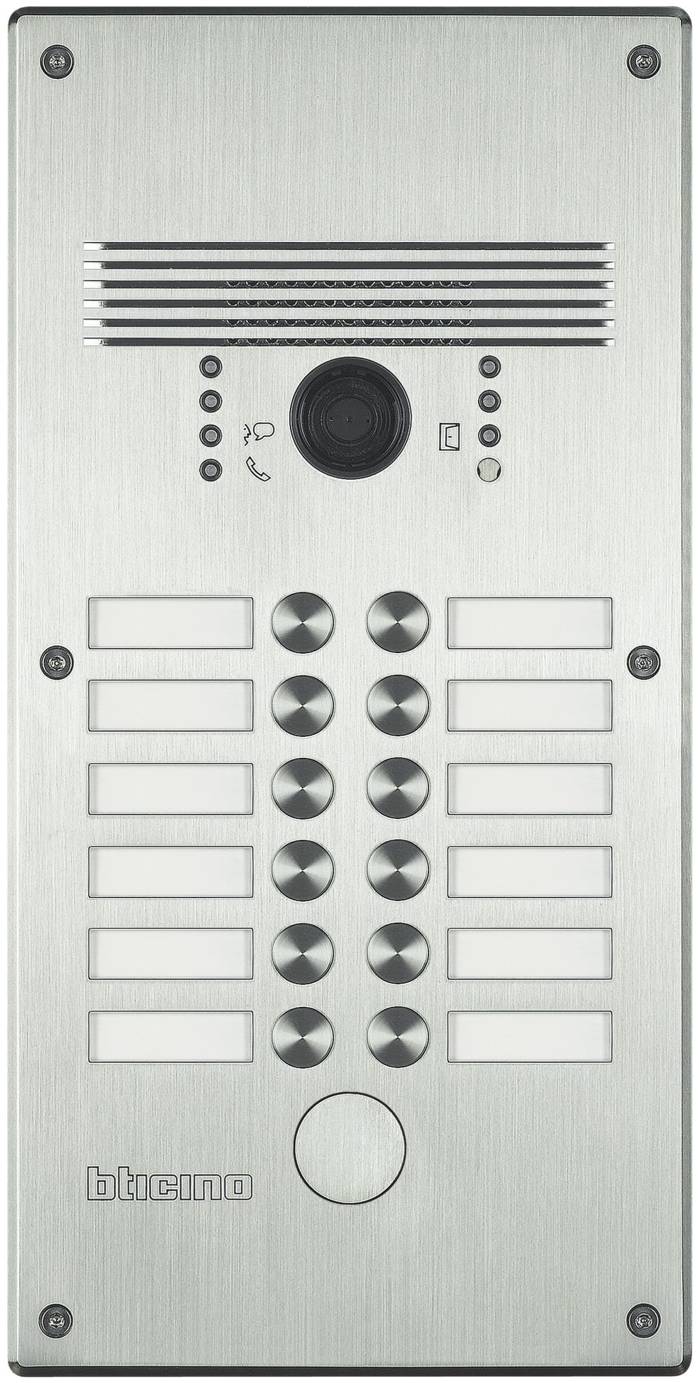 Interphone portier ENC avec vidéo Bticino 2×6 touches inox.