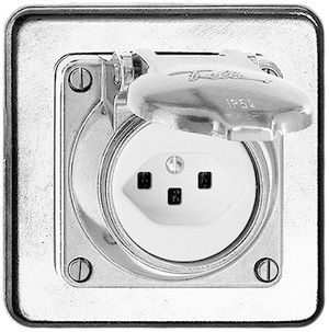 Prise ENC mouillé T23 16A Al nature avec bornes enf.