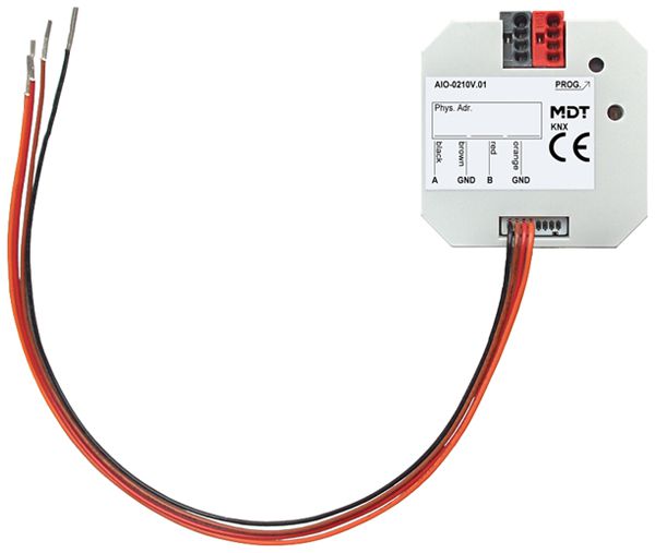 EB-Ein-/Ausgangs-Modul KNX MDT AIO-0210V.01 2-Kan IN:0-10V 0-20mA OUT:0-10V