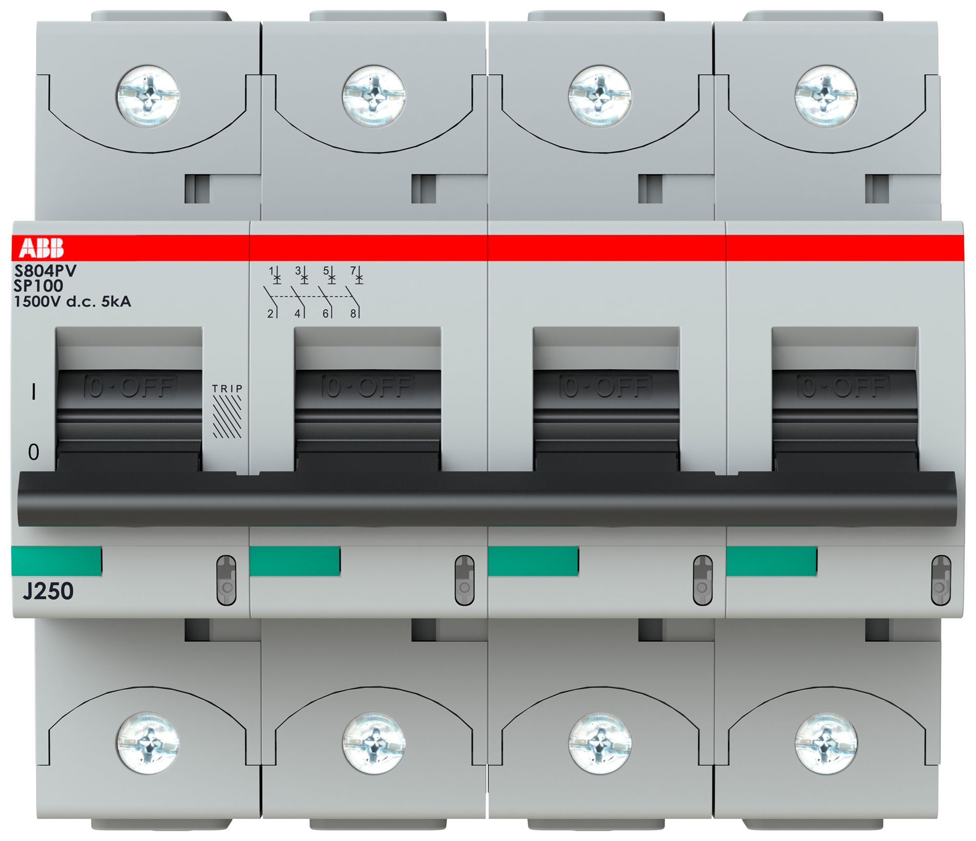 Leitungsschutzschalter ABB S804PV-SP100 4P 1500VDC 100A 5kA 6TE