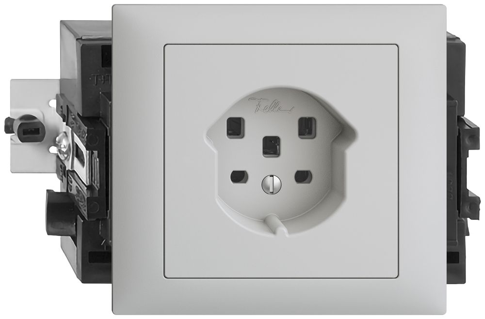 EB-Steckdose EDIZIOdue T25 16A hellgrau 53mm mit Steckklemme