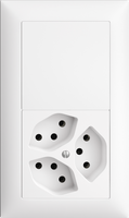 UP-Kombination Edue 2x1, Blindabdeckung + Steckdose 3×T13 ws