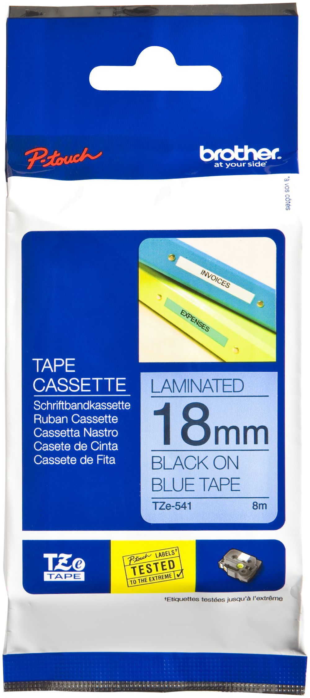 Cassetta nastro Brother TZe-541 18mm×8m, blu/nero