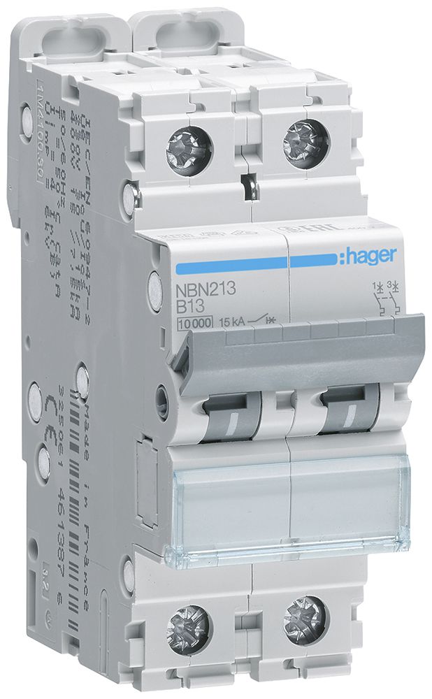 Disgiuntore Hager MCB 2P 415V tipo B 13A Icn 10kA 2UM