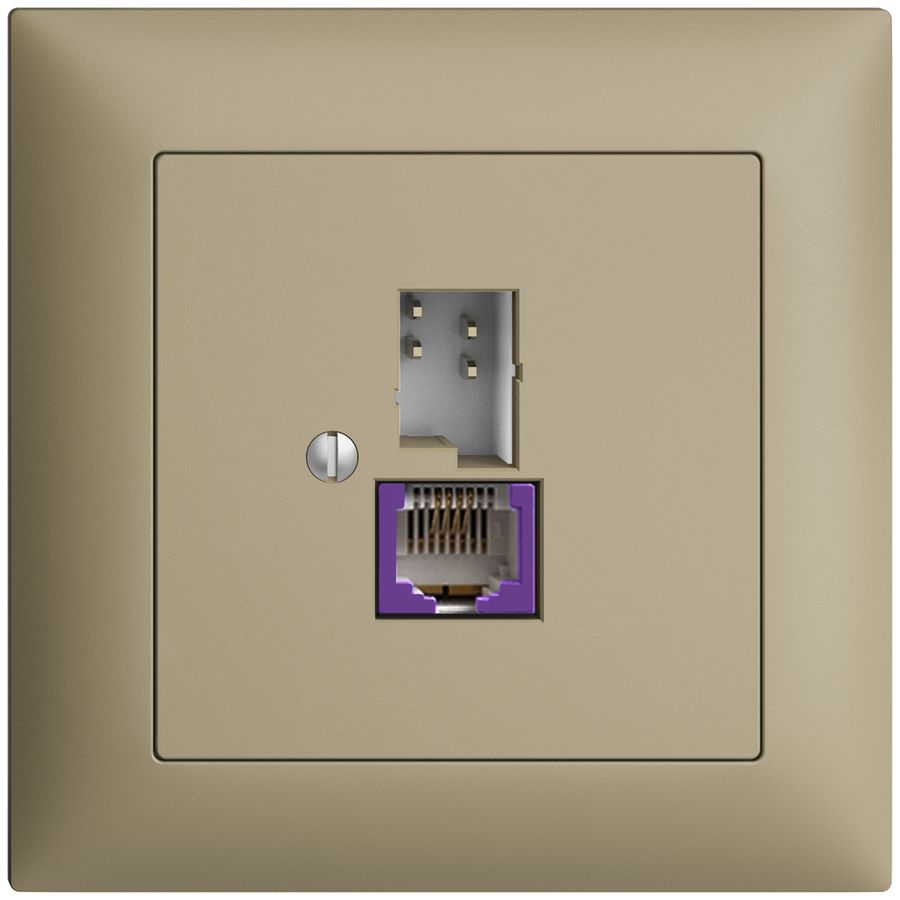 UP-Dose T+T 6P/1×RJ45 DSL-Breitband EDIZIOdue sand