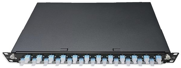 Breakoutbox 19" Dätwyler OV-SO 24×LCD/PC turquoise OM3 décalé 1UH noir