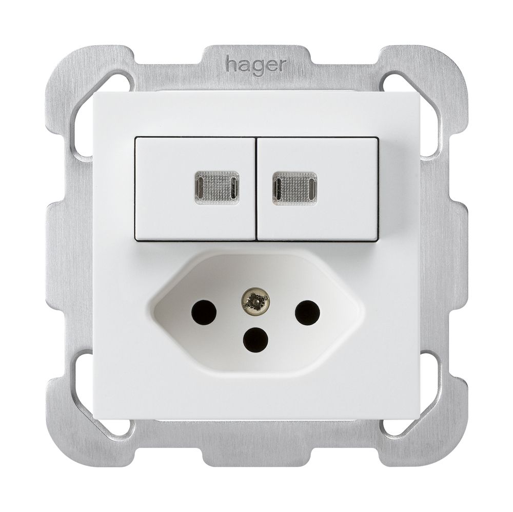 UP-Leuchtkombination 1/3+3/1P+T13 weiss kallysto 2 Linsen mit Befestigungsplatte