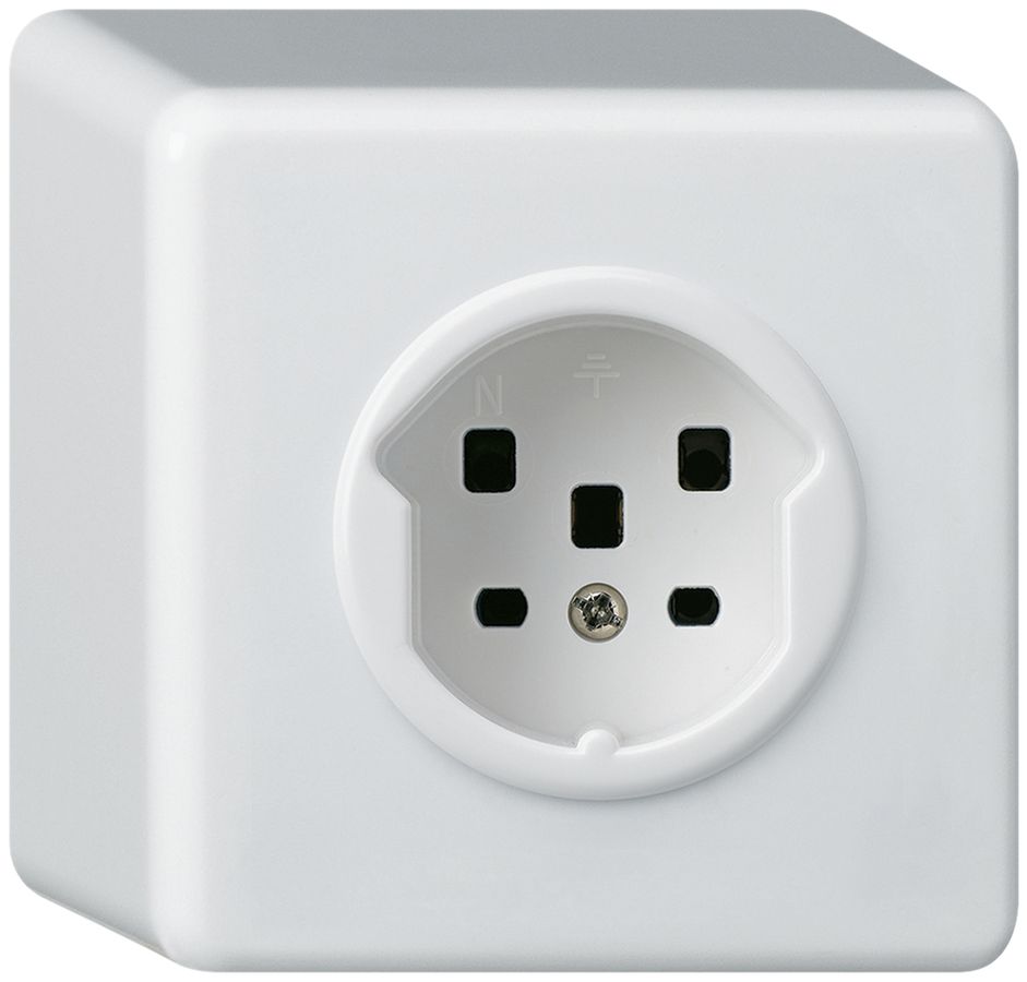 AP-Steckdose HA basico Typ 25 mit Steckklemmen weiss