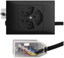 EB-Steckdose EDIZIOdue 3×T13 L3 schwarz 45…69mm für Technofil