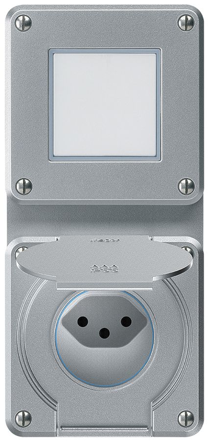 Combinazione INC robusto 2×1, interruttore schema 3/presa T13 IP55 alluminio