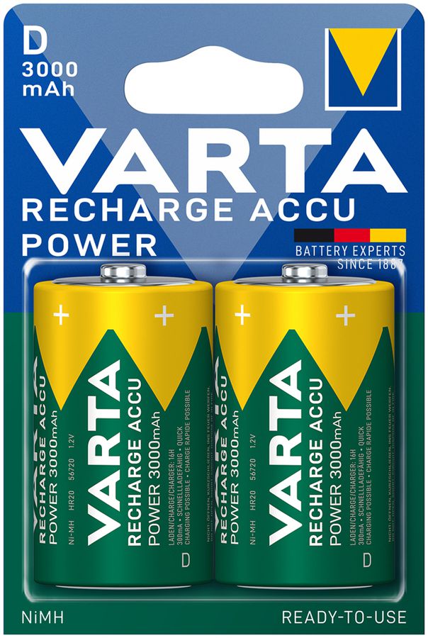 Accu VARTA Ready To Use NiMH HR20/D, 1.2V, 3.0Ah, blister a 2 pezzi