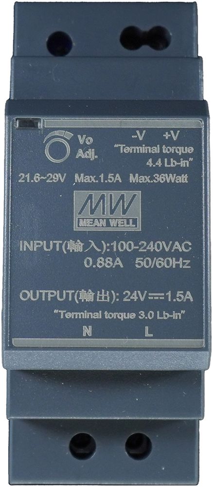 REG-Schaltnetzteil MEAN WELL HDR-30-24, IN: 85…264VAC, OUT: 24VDC/36W, 2TE
