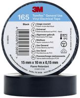 Isolierband 3M Temflex 165 15mm×10m×0.15mm schwarz VDE 600V 0…90°C